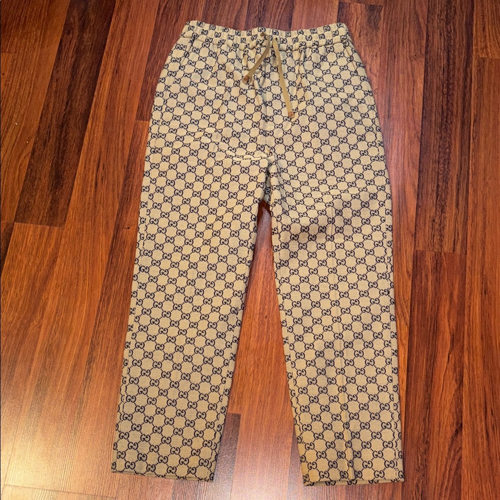 Gucci GG canvas track trousers beige.